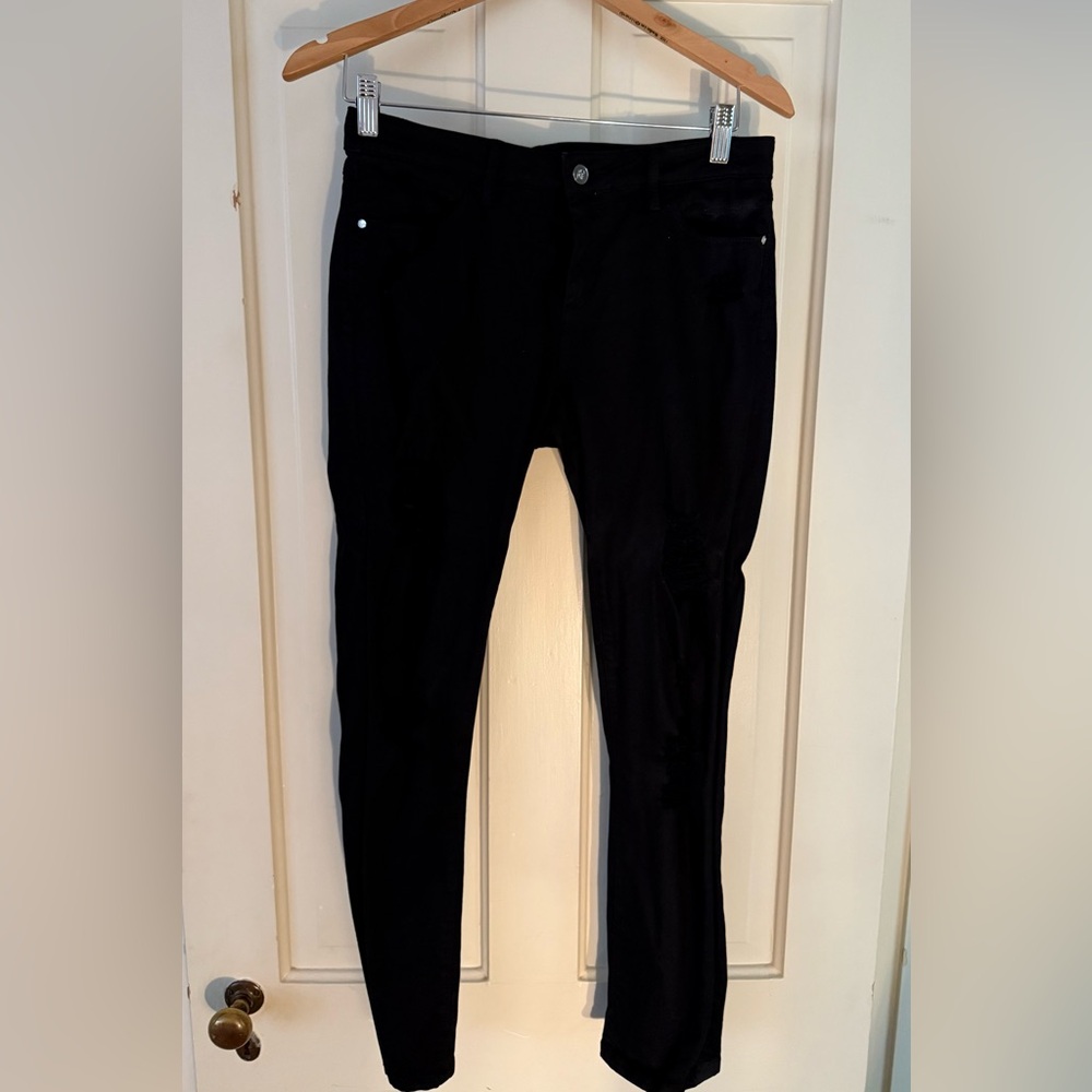 Classic Black Distressed Denim Jeans